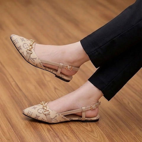 LV Print Buckled sling Back