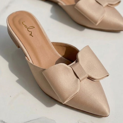 Bow Grace Mule - Beige