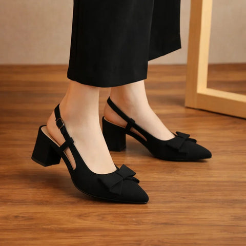 Classic Bow Tie Sling Back - Black