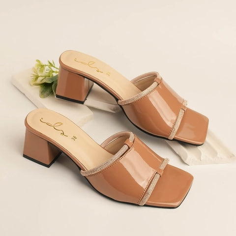 Rhinestone Block Heel