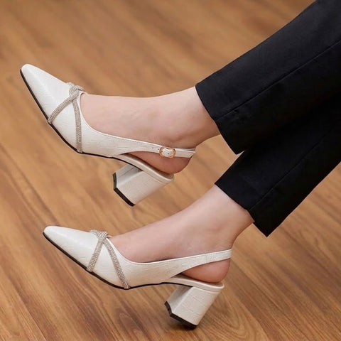Twisted Chain Block Heel CourtShoe