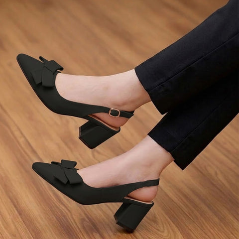 Classic Bow Tie Sling Back - Black