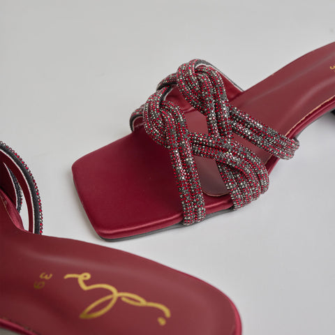 SPARKLIT TWIST HEEL - MAROON