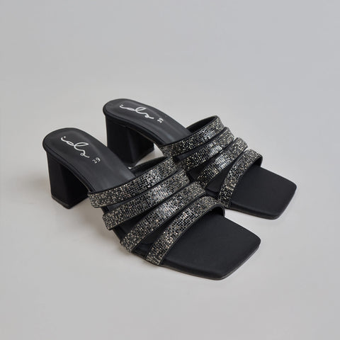 TWO-TONED RHINESTONE STRAPPY HEEL