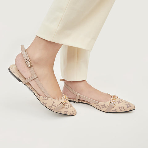LV Print Buckled sling Back