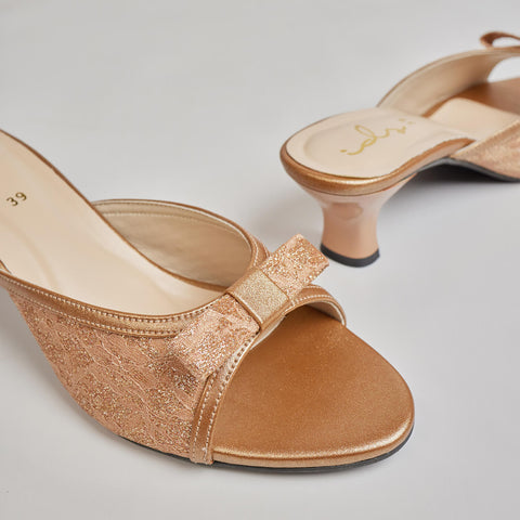 ZARA GOLD CHARM MESH HEEL-GOLD