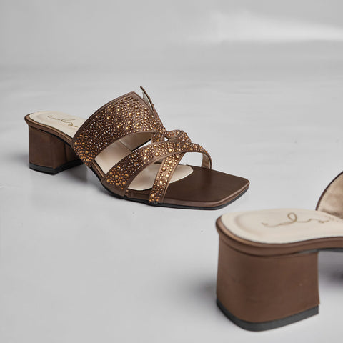 GLIMMER GLIDE BLOCK HEEL-BROWN
