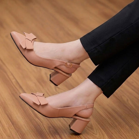 Classic Bow Tie Sling Back - Nude Pink