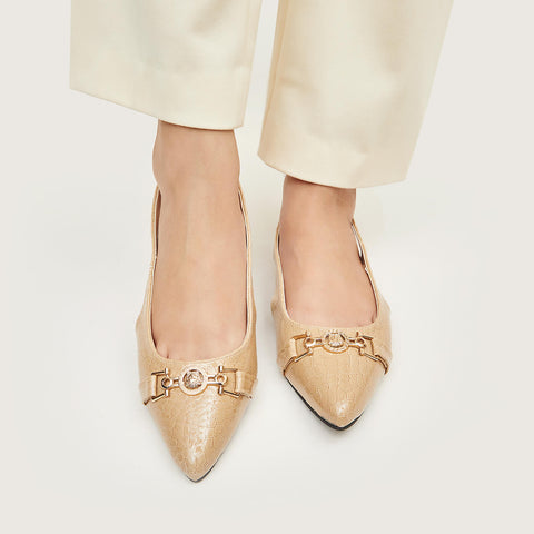 Febo croc closed toe flats - Beige