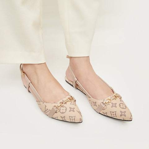 LV Print Buckled sling Back