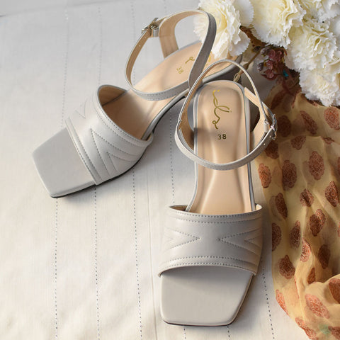 Grey Block Heel Sandal
