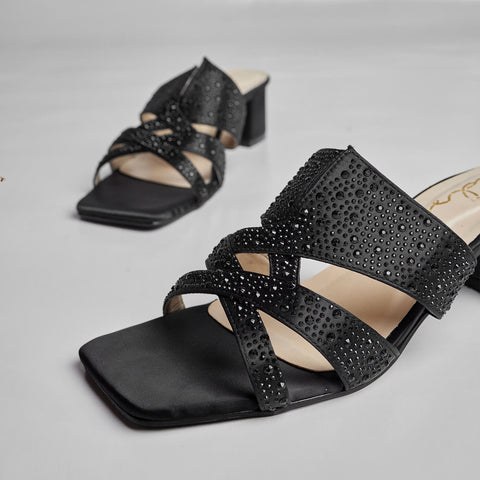 GLIMMER GLIDE BLOCK HEEL-BLACK