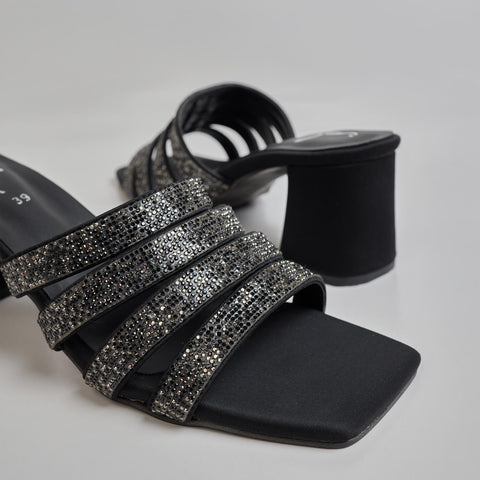 TWO-TONED RHINESTONE STRAPPY HEEL