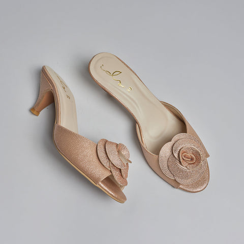 3D Rose Glam Heels - Peach