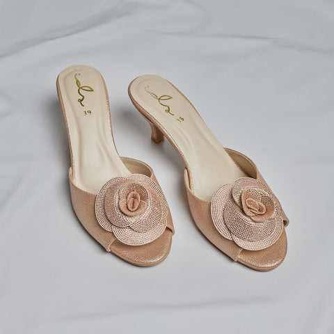 3D Rose Glam Heels - Peach