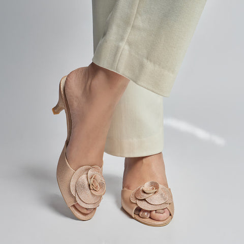 3D Rose Glam Heels - Peach
