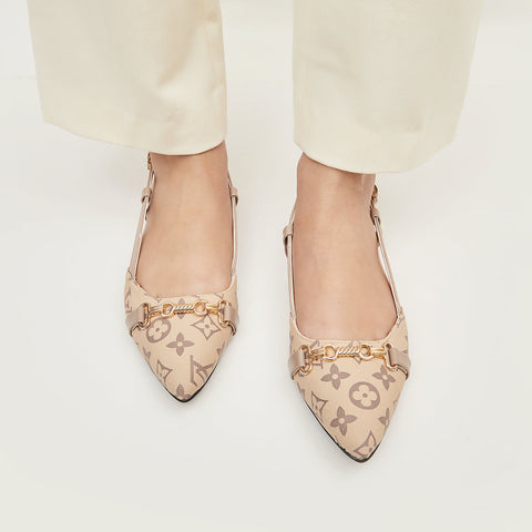 LV Print Buckled sling Back