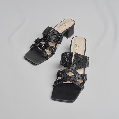 GLIMMER GLIDE BLOCK HEEL-BLACK