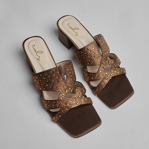 GLIMMER GLIDE BLOCK HEEL-BROWN