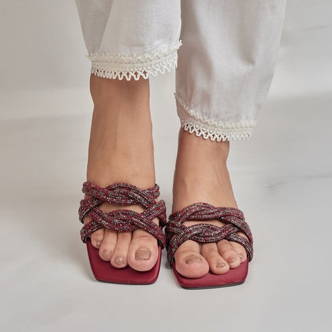 SPARKLIT TWIST HEEL - MAROON