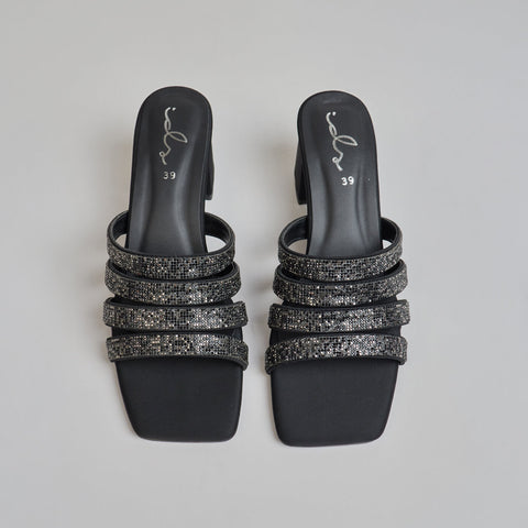 TWO-TONED RHINESTONE STRAPPY HEEL