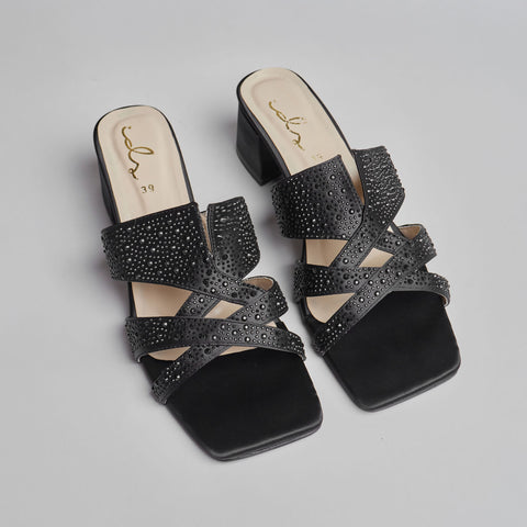 GLIMMER GLIDE BLOCK HEEL-BLACK