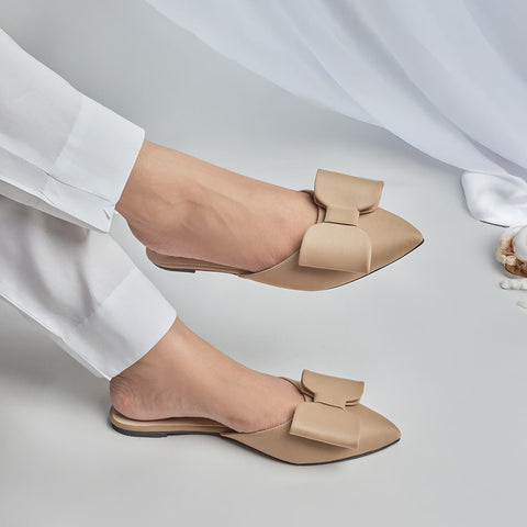 Bow Grace Mule - Beige