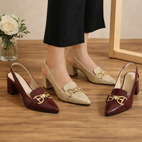 Fab Croc Buckled Sling Back