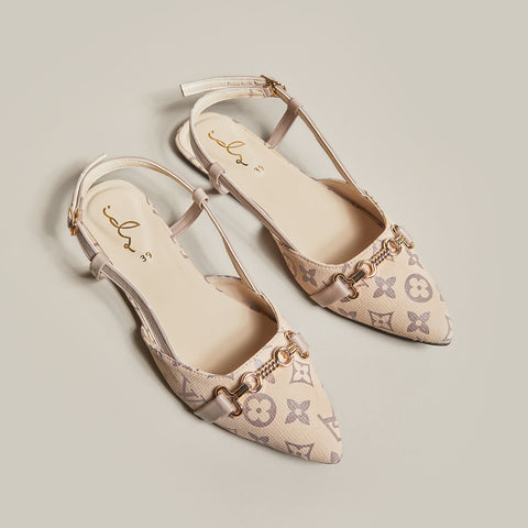 LV Print Buckled sling Back