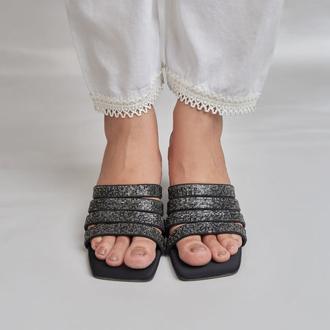 TWO-TONED RHINESTONE STRAPPY HEEL