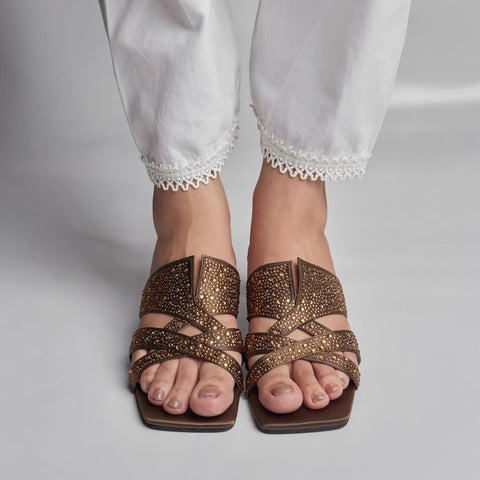 GLIMMER GLIDE BLOCK HEEL-BROWN