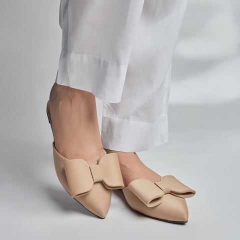 Bow Grace Mule - Beige
