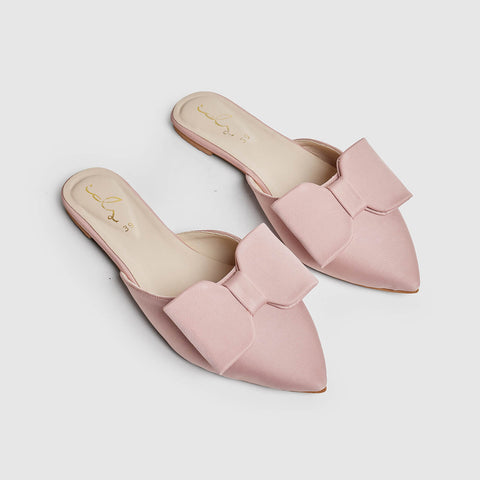 Bow Grace Mule - Nude Pink