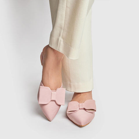 Bow Grace Mule - Nude Pink