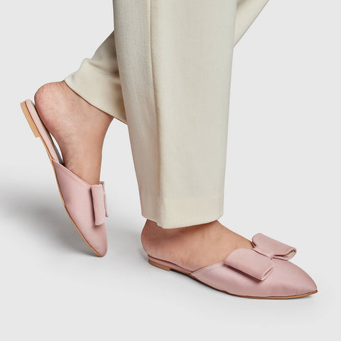 Bow Grace Mule - Nude Pink