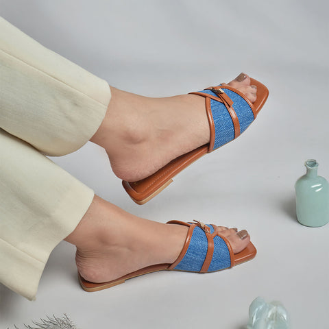 Denim Ease  Slides - Brown