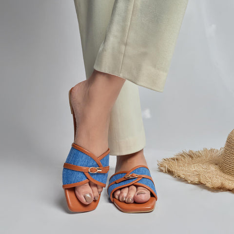 Denim Ease  Slides - Brown