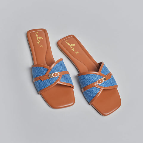 Denim Ease  Slides - Brown