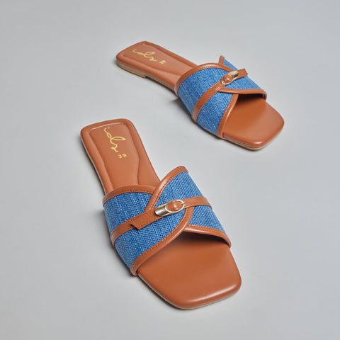 Denim Ease  Slides - Brown