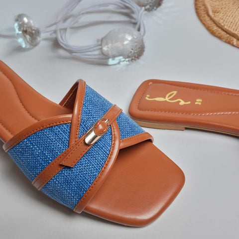 Denim Ease  Slides - Brown