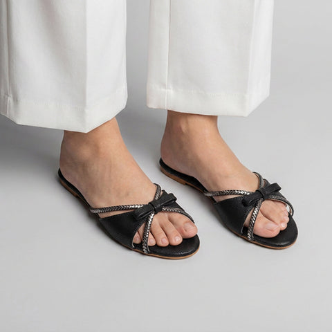 Diamond n Bow Slides - Black