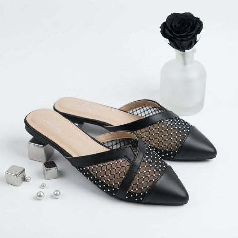 Diamond Cut Mule - Black