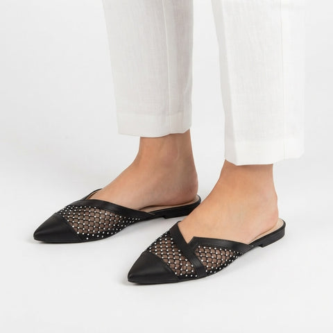 Diamond Cut Mule - Black