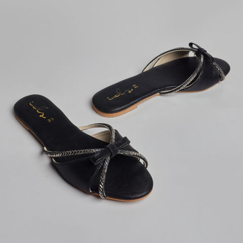 Diamond n Bow Slides - Black