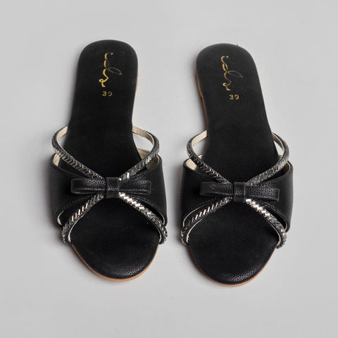 Diamond n Bow Slides - Black