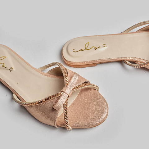 Diamond n Bow Slides - Peach
