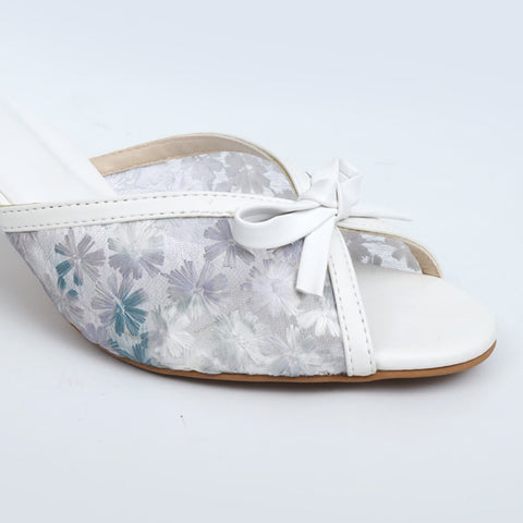 Flower Mesh Heels - White