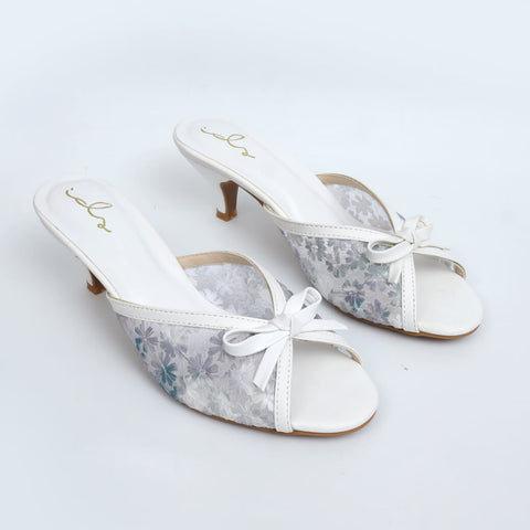 Flower Mesh Heels - White