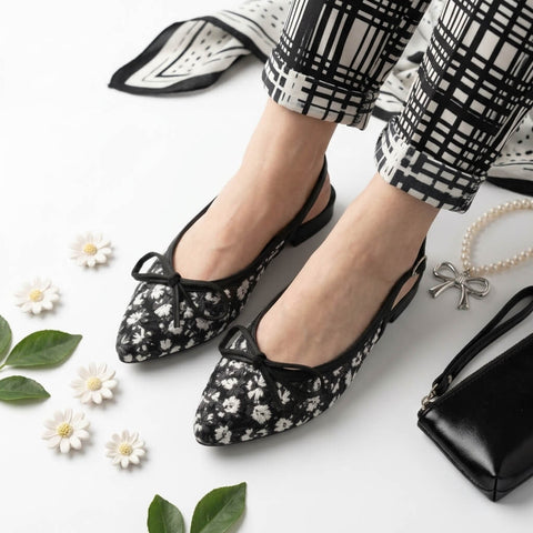 Flower Mesh Mule - Black