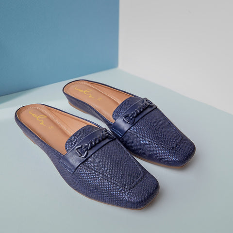 Glitter Buckles Mule - Navy Blue